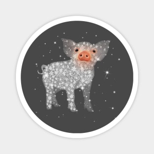 Cute Pig Snow Flower. Magnet